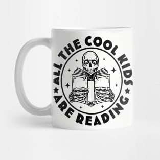 All The Cool Kids Are Reading Funny Skeleton Reading Books Mug